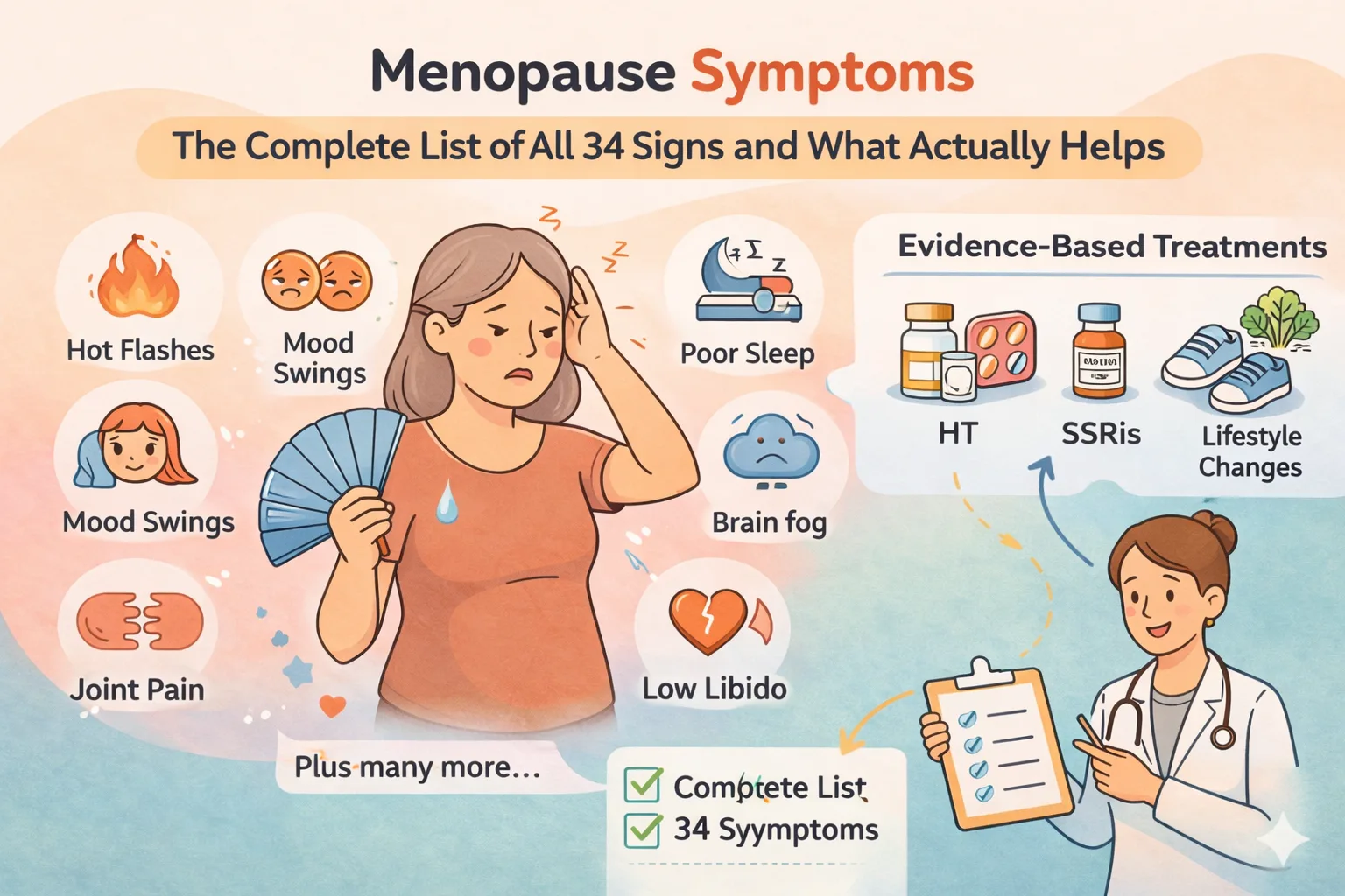 Các Triệu Chứng Mãn Kinh: Danh Sách Đầy Đủ 34 Dấu Hiệu Và Những Gì Thực Sự Hữu Ích