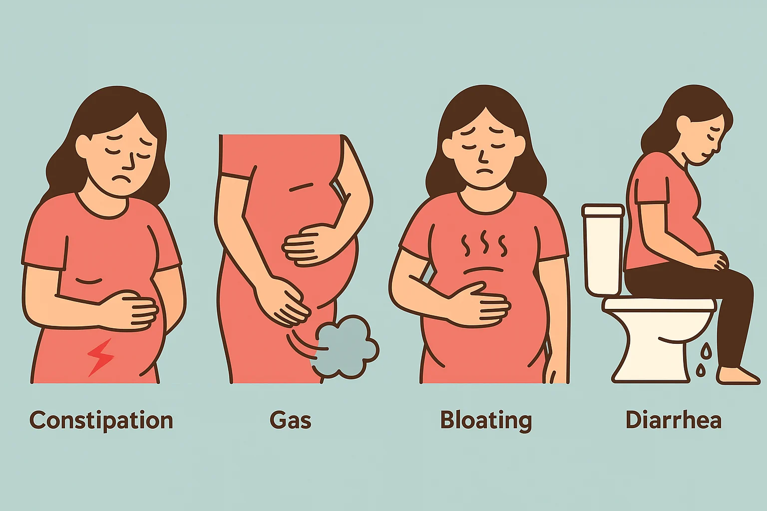 Pregnancy Digestive Issues Explained: Constipation, Gas, Bloating, and Diarrhea